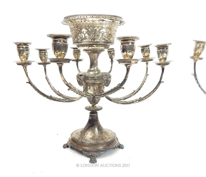 A pair of circa 1880s elaborate American Tiffany hallmarked sterling silver table candelabra - Image 3 of 6