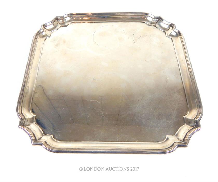 A hallmarked silver salver by William Hutton & Sons, assayed in Sheffield in 1943, of square form