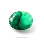 An 8.6 ct faceted, oval-shaped emerald (single stone)