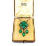 A boxed silver and green agate pendant in the Arts and Crafts style, attributed to Omar Ramsden