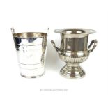 A vintage Elkington & Co silver plated ice bucket in the form of a bucket, engraved 'Butlins'