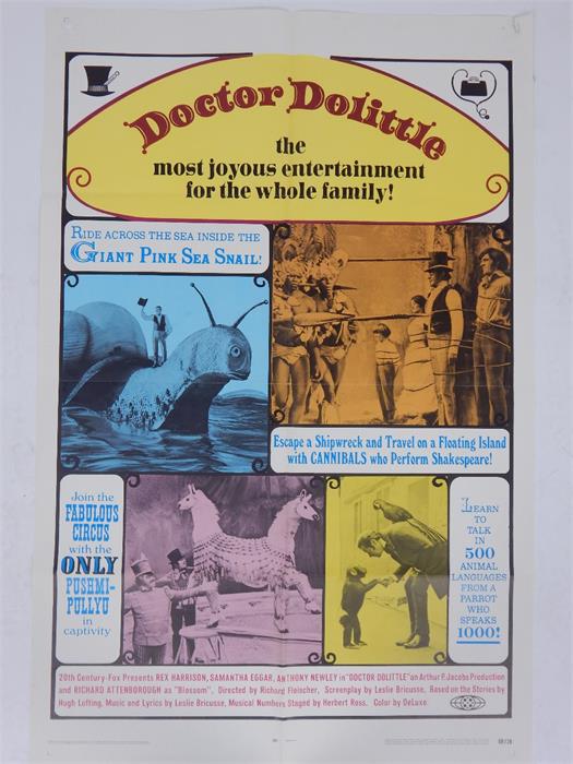 A film poster of "Dr Dolittle"; folded; 109 cm x 68.5 cm.