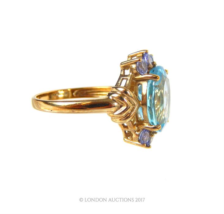 A 9ct blue topaz and tanzanite cocktail ring - Image 4 of 4