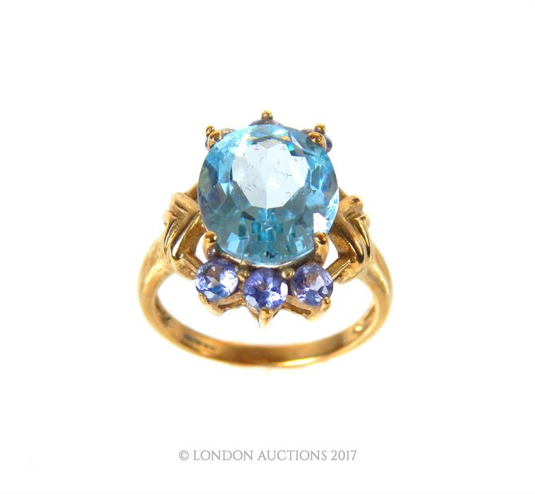 A 9ct blue topaz and tanzanite cocktail ring - Image 3 of 4