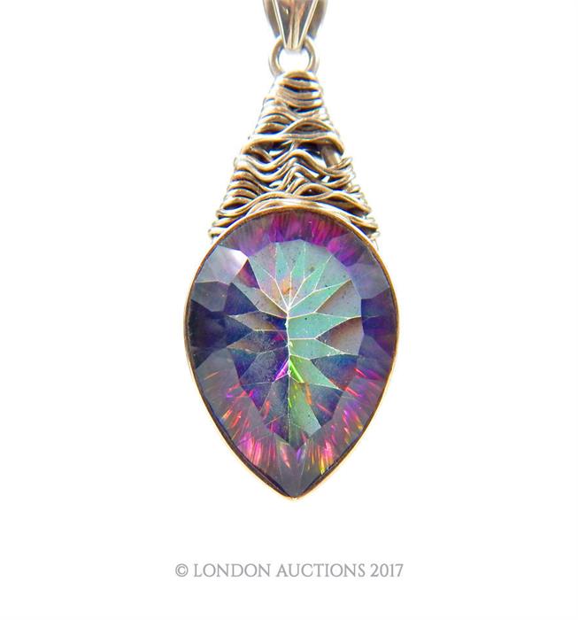 A sterling silver and mystic topaz pendant and chain - Image 2 of 4