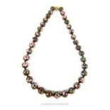 A Chinese Cloisonne bead necklace, with gilt metal clasp 60 cm long