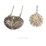 Two antique silver filigree necklaces