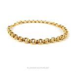 An 18ct gold belcher chain bracelet, marked 750, 23 cm long. Approx. 9.4g