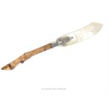 A 19th Scottish silver, mother of pearl and deer foot letter opener