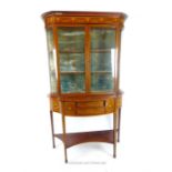 A Sheraton style Edwardian mahogany and inlaid display cabinet