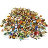 A large collection of colourful, vintage, enamel badges, (bowling club interest). (QTY)