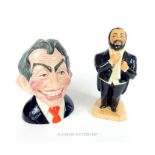 A Bairstow Pottery and Carlton Ware 'Toby Blair' character jug, with a Kevin Francis Pavarotti