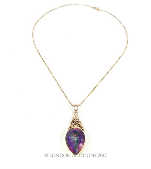 A sterling silver and mystic topaz pendant and chain - Image 4 of 4