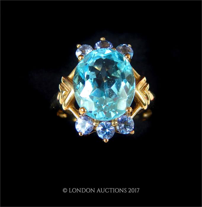 A 9ct blue topaz and tanzanite cocktail ring - Image 2 of 4