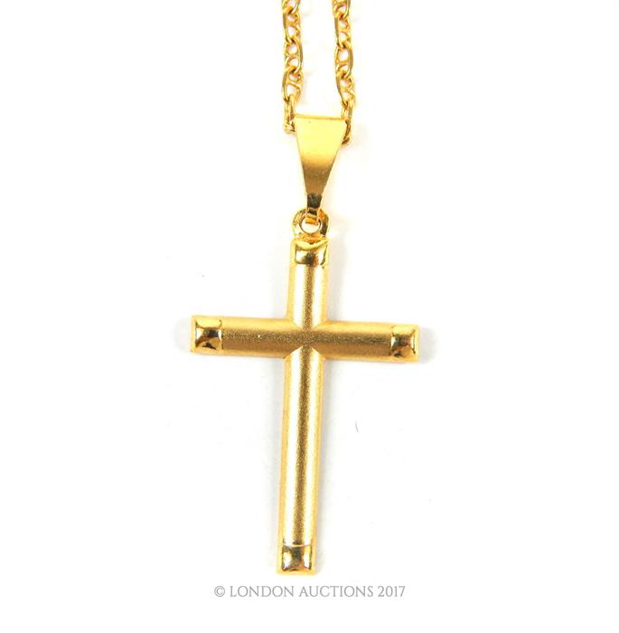 An 18 ct gold chain, marked 750, 60 cm long with an 18 ct gold crucifix pendant 3 cm long. Approx - Image 2 of 2