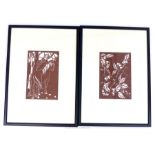 A pair stencil designs for Japanese silk komono printing (framed) 21x13.5 cm (2)