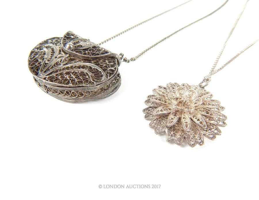 Two antique silver filigree necklaces - Image 3 of 3