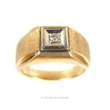 Mens 10 ct gold round cut diamond solitaire ring