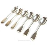 A set of six Victorian hallmarked sterling silver dessert spoons, assayed in London in 1858/9