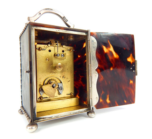 A fine, George V silver and tortoiseshell carriage clock - Image 4 of 5