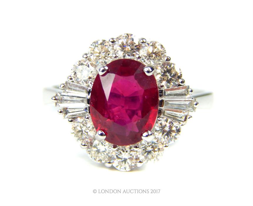 A ruby and diamond cluster ring - Image 2 of 3