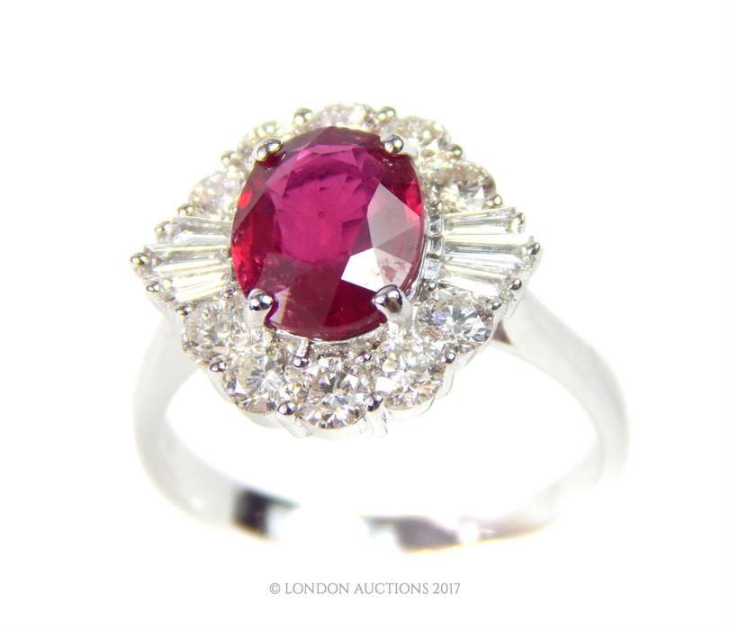 A ruby and diamond cluster ring - Image 3 of 3