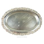 An Indian silver oval dish