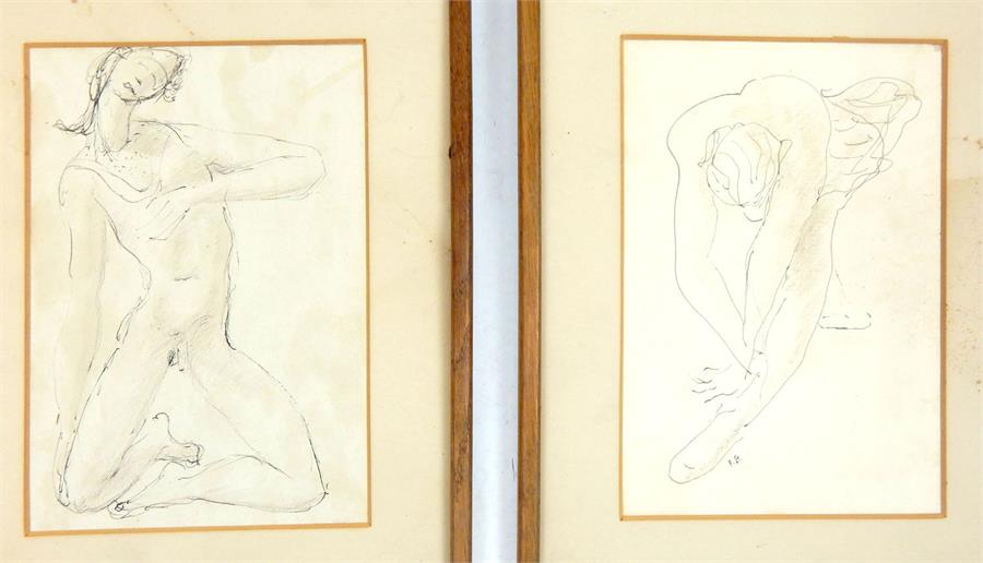 Four modernist pen line drawings of nudes, circa 1940's - Image 6 of 8