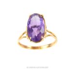 Vintage 14ct gold amethyst dress ring