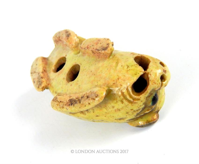 A Chinese Ming Dynasty ceramic pig netsuki - Image 3 of 3