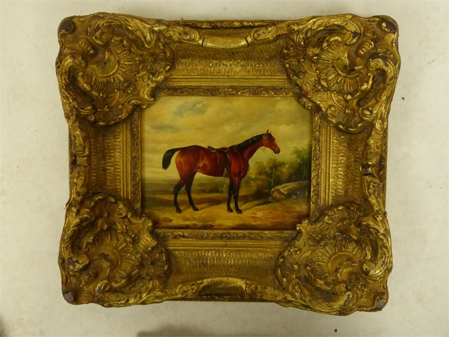 19th century style hunting oil on board - Image 3 of 6