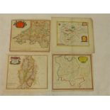 Four Robert Morden late 17th/early 18th century hand coloured maps of: Huntingdonshire;