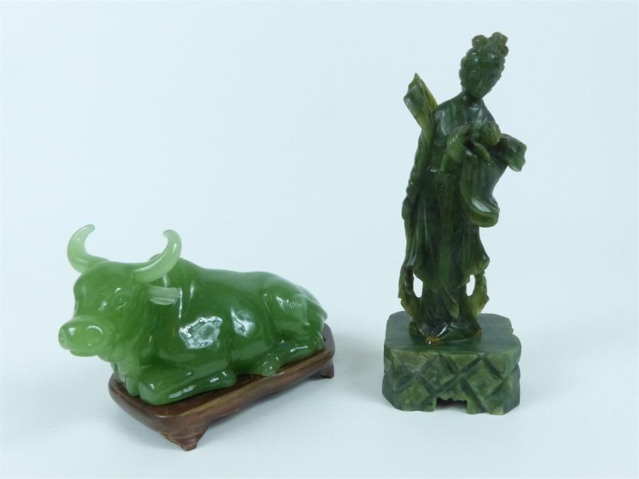 A Chinese nephrite carved figure of Guanyin