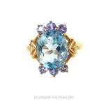 A 9ct blue topaz and tanzanite cocktail ring