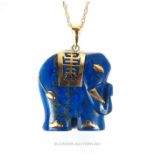 14ct goldmounted lapis lazuli elephant pendant