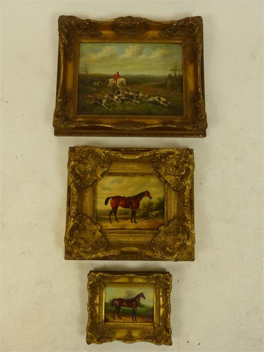 19th century style hunting oil on board