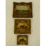 19th century style hunting oil on board