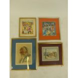 A Louis Moreau colourful pastel painting of tribal ladies (sight size 25cm x 23cm) together with