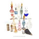 An assortment of hand-blown glass perfume bottles