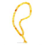 A natural yellow amber prayer bead necklace.