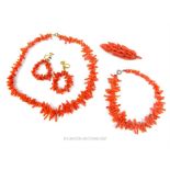 A collection of natural coral jewellery