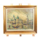 A mid 20th century Italian oil on canvas Venetian study, signed indistinctly