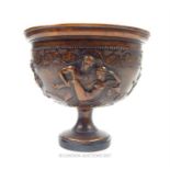 A 19th century bronze bowl bearing depictions of erotic scenes to its sides; 15cm high.