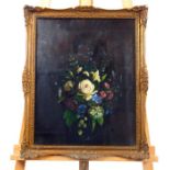 Eleanor Hayward, (RA), oil on board, early 20th century of a floral still life in a glass vase on