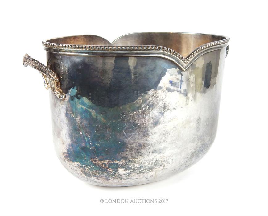 A silver plated Christian Dior ice bucket of oval form, having a beaded border and twin handles - Image 2 of 4