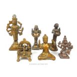A group of late 19th century, Indian, brass figurines of deities