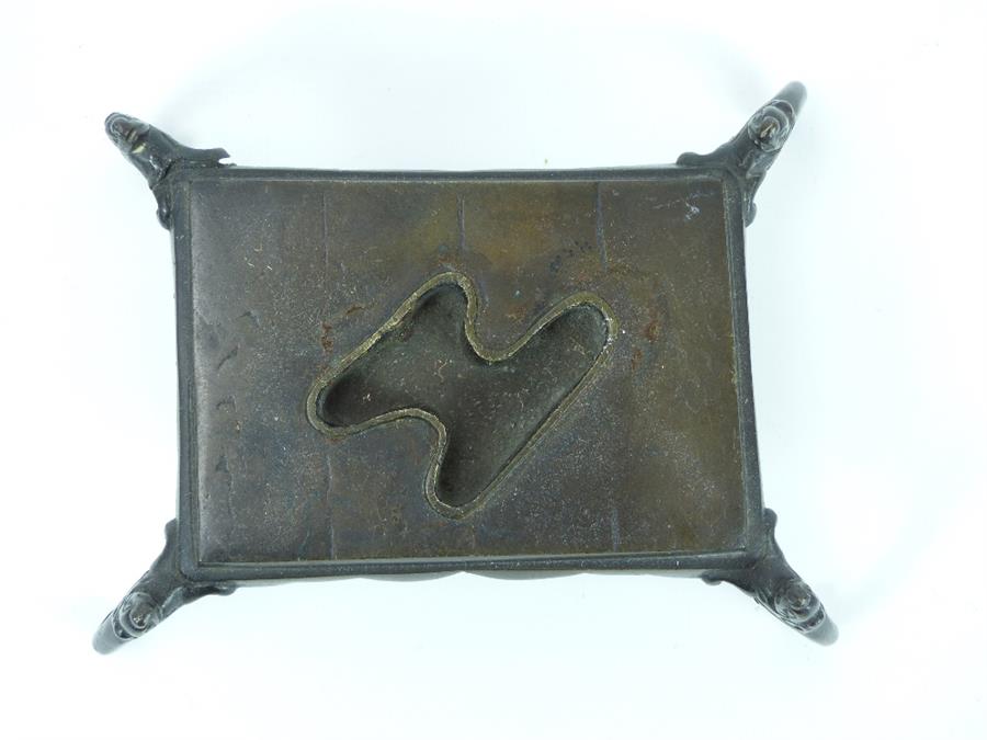 A Chinese bronze rectangular display stand raised on four elephant head supports - Image 2 of 2