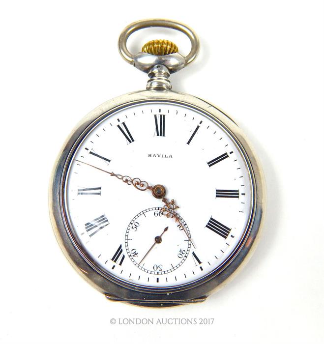 A silver military pocket watch