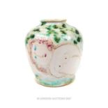 A small art vase with hand painted female nude by "Holz Handler", 1983; 8cm high.