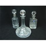 Three glass decanters